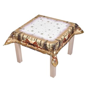 Kuchyňský ubrus CYH6019R, zasněžená krajinka, hnědá, 85x85cm (čtverec) 