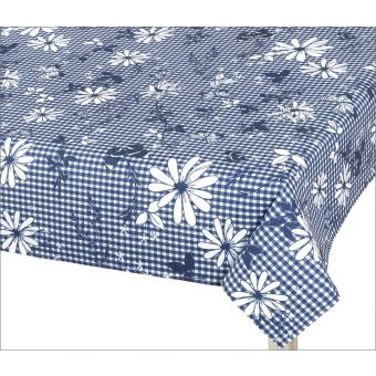 Kuchyňský ubrus DITA 410, MODRÁ KOSTIČKA S KVĚTEM, 120x160cm (obdélník) 