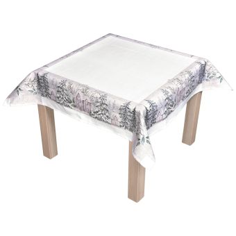 Kuchyňský ubrus vánoční CYH6064C, domečky, béžovo-zelená 85x85cm (čtverec) 