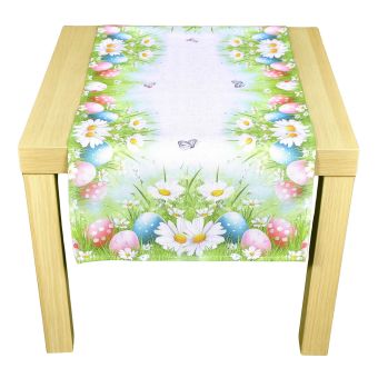 Kuchyňský ubrus VELIKONOCE CYH6114 TISK, kraslice, zelená 40x90cm (obdélník) 