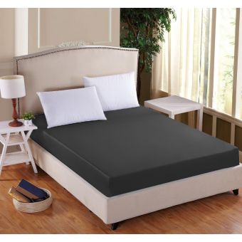 Luxusní napínací mako-jersey prostěradlo s lycrou DELUXE 180x200cm / 30cm elastické, antracitové