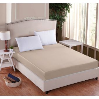 Luxusní napínací mako-jersey prostěradlo s lycrou DELUXE 160x200cm / 30cm elastické, latté / béžové