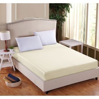 Luxusní napínací mako-jersey prostěradlo s lycrou DELUXE 120x200cm / 30cm elastické, měsíční jas / krémové