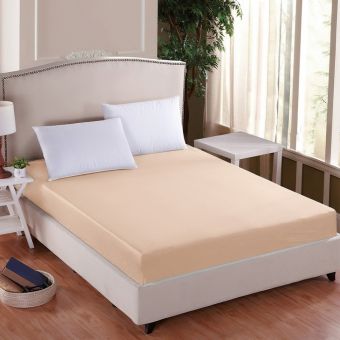 Luxusní napínací mako-jersey prostěradlo s lycrou DELUXE 90x200cm / 30cm elastické, meruňkové