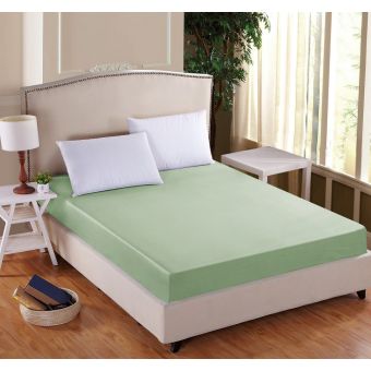 Luxusní napínací mako-jersey prostěradlo s lycrou DELUXE 90x200cm / 30cm elastické, pistáciové