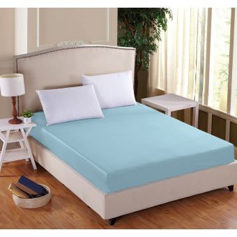 Luxusní napínací mako-jersey prostěradlo s lycrou DELUXE 90x200cm / 30cm elastické, světle modré