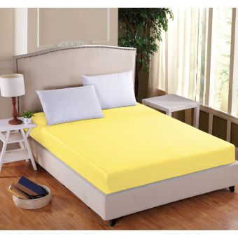 Luxusní napínací mako-jersey prostěradlo s lycrou DELUXE 90x200cm / 30cm elastické, světle žluté