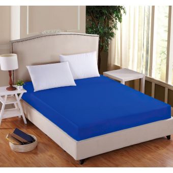 Luxusní napínací mako-jersey prostěradlo s lycrou DELUXE 180x200cm / 30cm elastické, tmavě modré