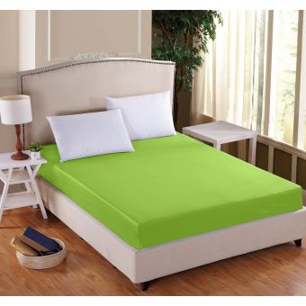 Luxusní napínací mako-jersey prostěradlo s lycrou DELUXE 180x200cm / 30cm elastické, zelené kiwi