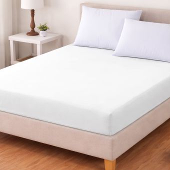 Luxusní napínací mako-jersey prostěradlo s lycrou DELUXE Collection 180x200cm / 30cm elastické, bílé