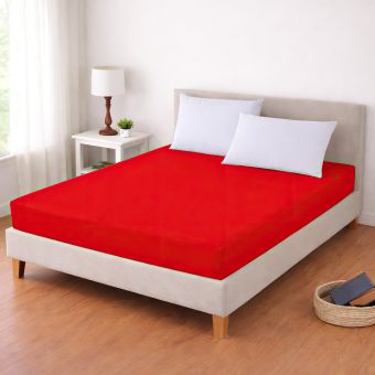 Luxusní napínací mako-jersey prostěradlo s lycrou DELUXE Collection 90x200cm / 30cm elastické, červené