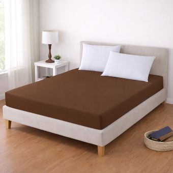 Luxusní napínací mako-jersey prostěradlo s lycrou DELUXE Collection 180x200cm / 30cm elastické, čokoládové