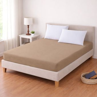 Luxusní napínací mako-jersey prostěradlo s lycrou DELUXE Collection 140x200cm / 30cm elastické, kávové