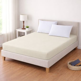 Luxusní napínací mako-jersey prostěradlo s lycrou DELUXE Collection 120x200cm / 30cm elastické, měsíční jas / krémové