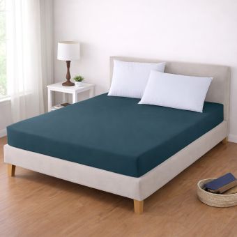 Luxusní napínací mako-jersey prostěradlo s lycrou DELUXE Collection 90x200cm / 30cm elastické, petrolejové