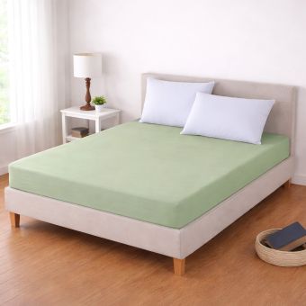 Luxusní napínací mako-jersey prostěradlo s lycrou DELUXE Collection 90x200cm / 30cm elastické, pistáciové