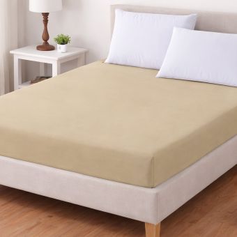 Luxusní napínací mako-jersey prostěradlo s lycrou DELUXE Collection 160x200cm / 30cm elastické, smetanové