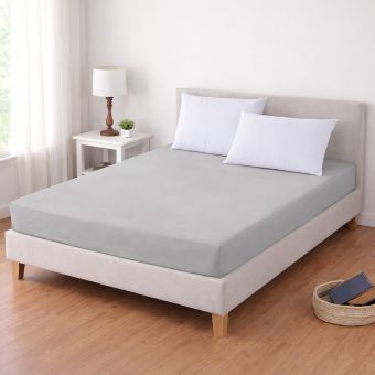 Luxusní napínací mako-jersey prostěradlo s lycrou DELUXE Collection 90x200cm / 30cm elastické, stříbrné