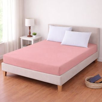 Luxusní napínací mako-jersey prostěradlo s lycrou DELUXE Collection 90x200cm / 30cm elastické, světle růžové