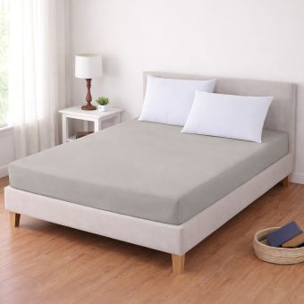 Luxusní napínací mako-jersey prostěradlo s lycrou DELUXE Collection 140x200cm / 30cm elastické, světle šedé