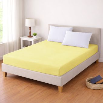 Luxusní napínací mako-jersey prostěradlo s lycrou do postýlky DELUXE Collection 60x120cm / 20cm elastické, světle žluté
