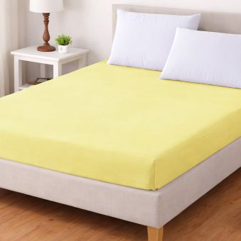 Luxusní napínací mako-jersey prostěradlo s lycrou DELUXE Collection 120x200cm / 30cm elastické, světle žluté