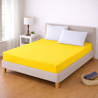 Luxusní napínací mako-jersey prostěradlo s lycrou do postýlky DELUXE Collection 60x120cm / 20cm elastické, sytě žluté