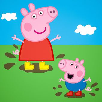 Magický dětský froté ručník PRASÁTKO PEPINA (PEPPA) A TOMÍK, zeleno-modrý, 30x30cm