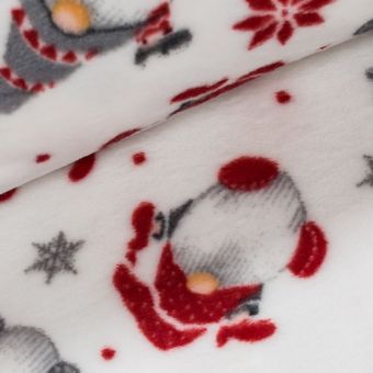 Mikroflanel / flanel fleece dětský 8918 664-1, skřítci na bílé, š.150cm, (látka v metráži)