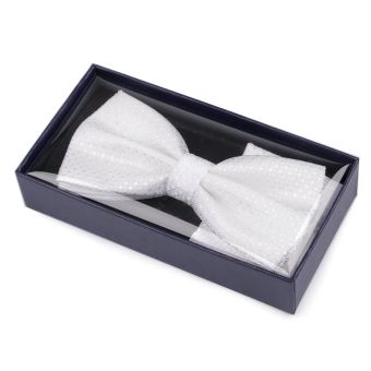 Motýlek pánský s kapesníčkem 870587/1 vzorovaný, bílý / kostičky