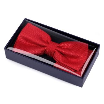 Motýlek pánský s kapesníčkem 870587/3 vzorovaný, červený / kostičky