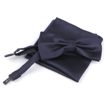 Motýlek pánský s kapesníčkem 870587/4 vzorovaný, tmavě modrý / kostičky