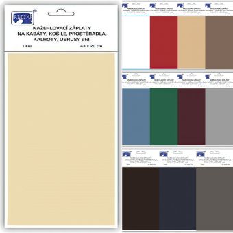 Klasická nažehlovací záplata, textilní bavlněná s nánosem polyetylenu 731, jednobarevná, 43x20cm