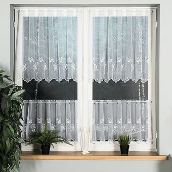 Organzová vitrážová záclona 53801/001 chmýří pampelišky, vyšívaná, bílá (více výšek, v metráži)