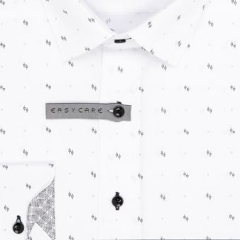 Pánská košile AMJ bavlněná, bílá vzorovaná, VDBR1299, dlouhý rukáv (regular + slim-fit)