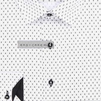 Pánská košile AMJ bavlněná, bílá vzorovaná, VDBR1317, dlouhý rukáv (regular + slim-fit + prodloužený slim-fit)