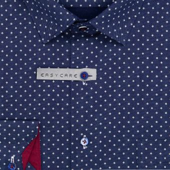 Pánská košile AMJ bavlněná, tmavě modrá kytičkovaná, VDBR1337, dlouhý rukáv (regular + slim-fit + prodloužený slim-fit)