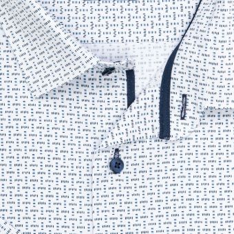 Pánská košile AMJ bavlněná, bílá, modré čárky, VKBR1442, krátký rukáv, (regular + slim fit)