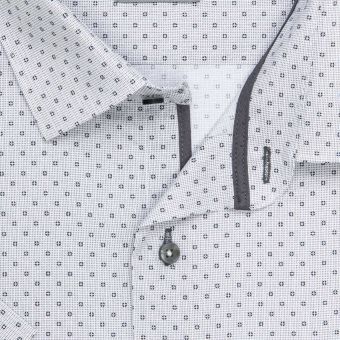 Pánská košile AMJ bavlněná, světle šedá s puntíky / tečkami, VKBR1444, krátký rukáv, (regular + slim fit)