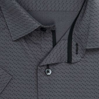 Pánská košile AMJ bavlněná, tmavě šedá s tečkami, VKBR1446, krátký rukáv, (regular + slim fit)