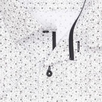 Pánská košile AMJ bavlněná, bílá, černě kropenatá, VKBR1447, krátký rukáv, (regular + slim fit)