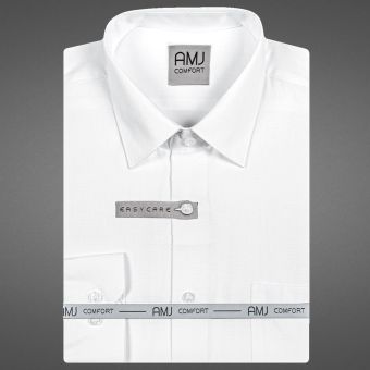Pánská košile AMJ bavlněná, bílá s vetkávaným vzorem VKB1154, krátký rukáv (regular + slim-fit)