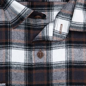 Pánská košile GREED flanelová, šedá károvaná SDF388, dlouhý rukáv, regular fit