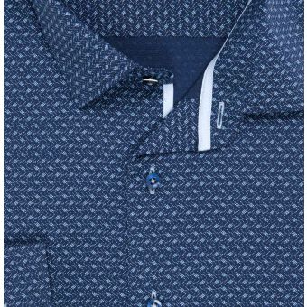 Pánská košile Lui Bentini FUNCTIONAL z lyocellu (na léto), tmavě modrá čárkovaná LDF237, dlouhý rukáv, (regular + slim fit)