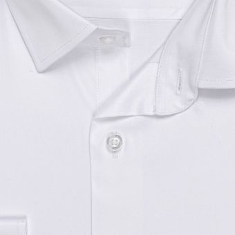 Luxusní pánská košile bavlněná se saténovou úpravou Lui Bentini PLATINUM, bílá jednobarevná LDB239, dlouhý rukáv, (regular + slim fit)