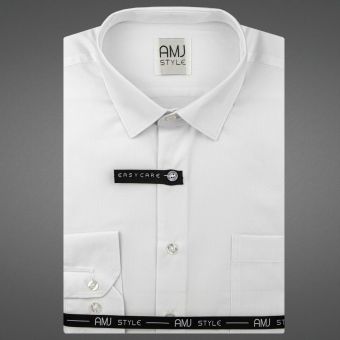 Pánská košile AMJ, bílá s vytkávaným vzorem, VD001, dlouhý rukáv (regular + slim-fit + prodloužený slim-fit)
