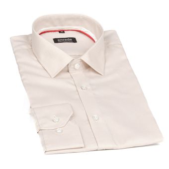 Luxusní pánská košile ANREDE Šohaj Strážnice, béžová režná 6914, dlouhý rukáv, slim-fit