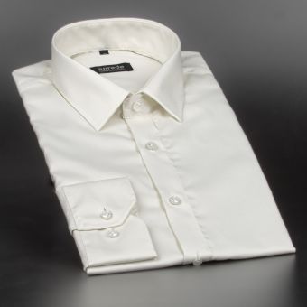 Luxusní pánská košile ANREDE Šohaj Strážnice, ecru rybí kost 6927, dlouhý rukáv (comfort fit + slim-fit)