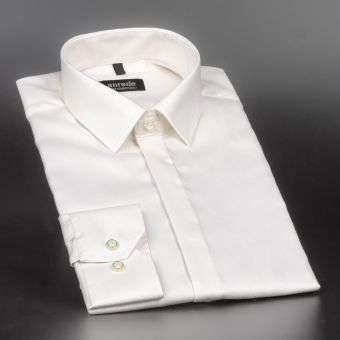 Luxusní pánská košile ANREDE Šohaj Strážnice, ecru s rypsovým vzorem 7070, dlouhý rukáv (comfort fit + slim-fit)