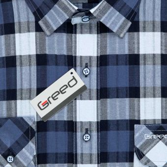 Pánská košile GREED sportovní, modro-bílé károvaná SD385, dlouhý rukáv, regular fit